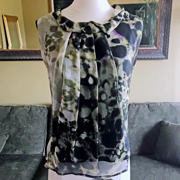 Tyler Kim watercolor sleeveless blouse - Picture 1 of 8